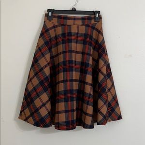 Mid Length Plaid Skirt